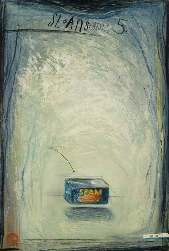 Candy Jernigan, Sloans: Aisle 5, February 18, 1987, Oil on board, Board: 30 x 20 inches (76.2 x 50.8 cm), Frame: 32 7/8 x 23 x 1 1/2 inches (83.5 x 58.4 x 3.8 cm)