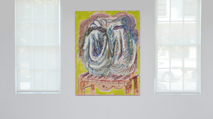 On Keys, 2015, oil on linen, 58 x 43.5 inches, installation views