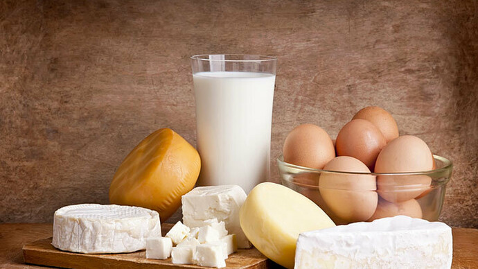 Eggs, milk and cheese