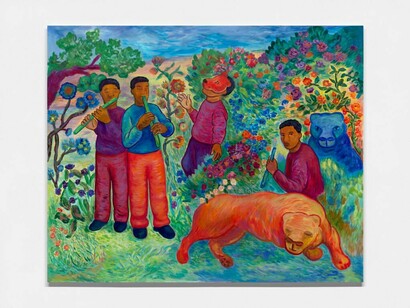 John Bankston, Forest Music, 2024, oil on panel, 72 x 74 in. Courtesy of the artist and Rena Bransten Gallery