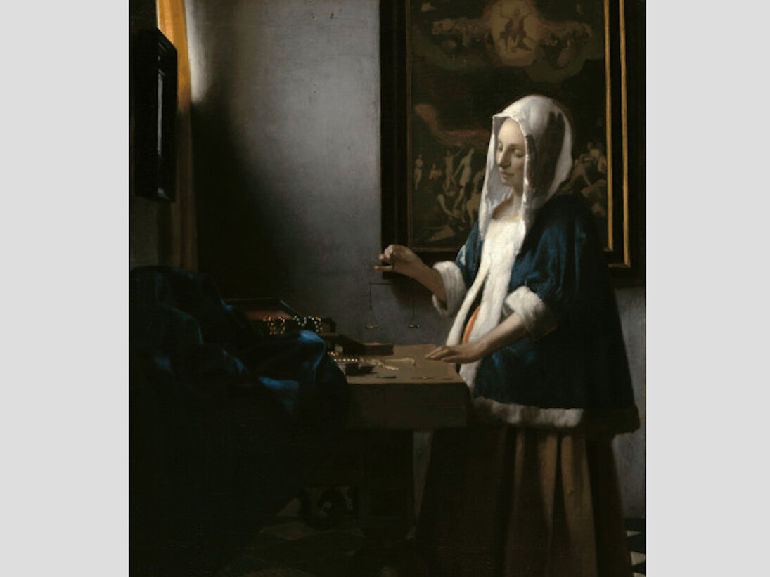 Johannes Vermeer, Jeune femme à la balance , vers 1664. Huile sur toile. 40,3 x 35,6 cm. Washington, National Gallery of Art, Widener Collection © Washington, National Gallery of Art