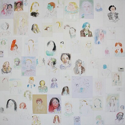 Elisa Filomena, Installazione di disegni in mostra a Diario Notturno,  a cura di Arianna Beretta, Circoloquadro, Milano, 2019