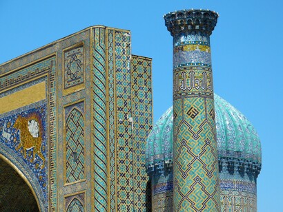 Architecture of Shakhi-Zinda in Samarkand, Uzbekistan