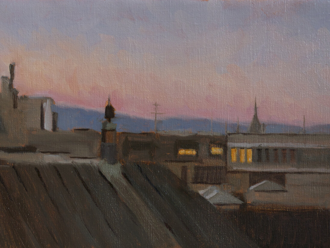 Harry Durdin Robertson, Reflective Light, Florence, oil on linen, 8 x 12 inches
