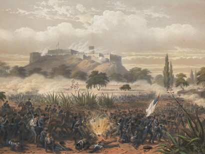 Litografía de la toma de Chapultepec-Ataque de Quitman (13 de septiembre de 1847) en la Guerra méxico-estadounidense