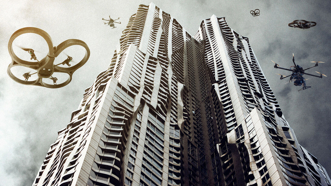 Ciudad futurista plagada de drones