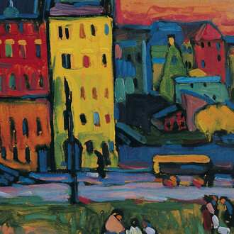 Wassily Kandinsky, Case a Monaco, 1908, Olio su tela, © Von der Heydt-Museum Wuppertal / Photo: Antje Zeis-Loi, Medienzentrum Wuppertal
