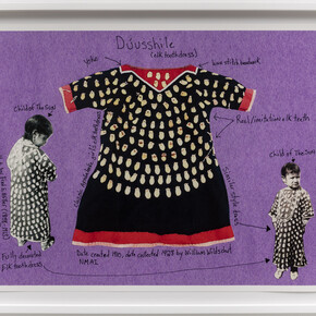 Wendy Red Star, Set A: dúusshile (elk tooth dress), 2023, archival pigment print on Satin photo rag, 20.5x26.75 inches. Courtesy of the artist and Sargent's Daughters