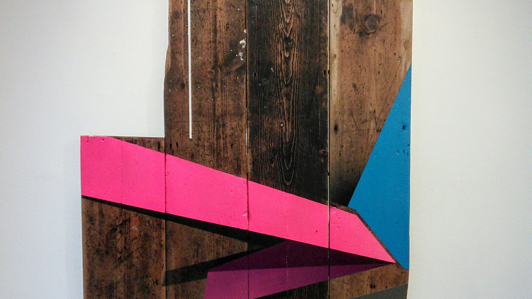 Remi Rough, Dragunov, graphite and spray paint on assembled wood, 77 x 67.5 cm