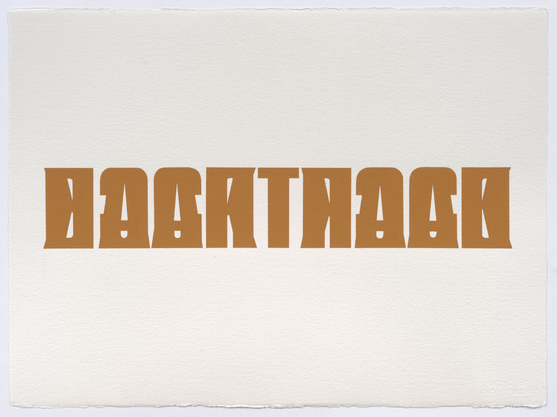 Kay Rosen, Backtrack, 2013, Acrylic gouache on watercolor paper, 22.5 x 30.25 inches, 57.2 x 76.8 cm © Kay Rosen. Courtesy of Sikkema Jenkins & Co., New York