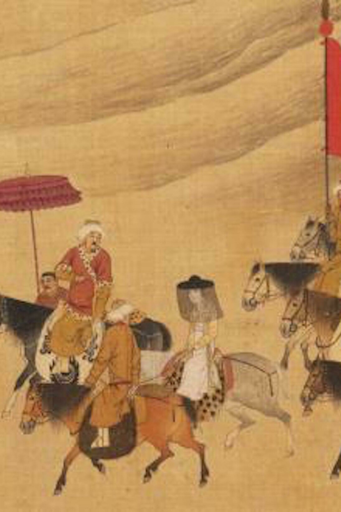 Unidentified Aatist (early 15th c.) after Song Academy painter, Eighteen Songs of a Nomad, Flute: The Story of Lady Wenji, Early 15th century, Handscroll; ink, color, and gold on silk 
Image: 11 1/4 in. × 39 ft. 3 in. (28.6 × 1196.3 cm) (471”). Ex coll.: C. C. Wang Family, Gift of The Dillon Fund, 1973, 1973.120.3