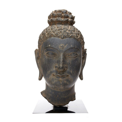 Head of Buddha
Late 2nd–3rd century

Made in Pakistan, Gandhara area

Schistose phyllite

Asia Society, New York: Mr. and Mrs. John D. Rockefeller 3rd Collection, 1979.2, Courtesy American Federation of Arts