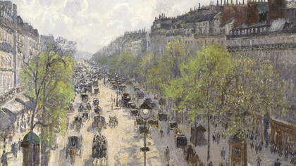 En todas las épocas, los arquitectos han intentado explicar, en sus obras algo de sí mismos, algo de los hombres y de la sociedad.  Camille Pissarro (1830-1903), «Boulevard de Montmartre, primavera», 1897, óleo sobre lienzo. Colección privada 
