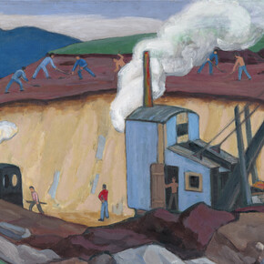 Gabriele Münter, La excavadora azul (obras en la carretera de las Olimpiadas a Garmisch), 1935-1937. Cortesía del Museo Nacional Thyssen-Bornemisza