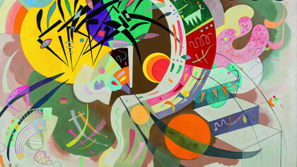 Curva dominante (Courbe dominante). Vasily Kandinsky (Mosca 1866-Neuilly-sur-Seine 1944), aprile 1936, olio su tela cm 129,2 x 194,3. New York, Museo Solomon R. Guggenheim. Solomon R. Guggenheim Founding Collection, 45.989. Foto di Kristopher McKay