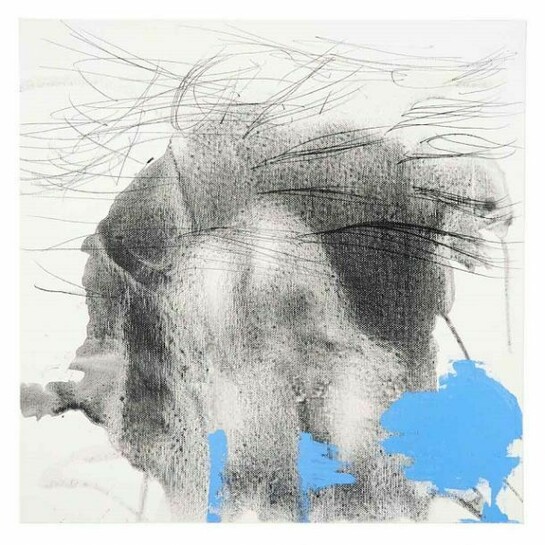 Rosemarie Trockel, Precious Blue, 2013, Acrylic and pencil on canvas, 15 3/8 x 15 3/8 inches (39 x 39.1 cm). Copyright Rosemarie Trockel. Courtesy Gladstone Gallery, New York and Brussels