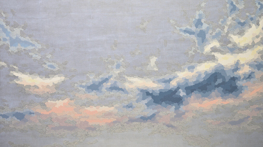 Elaine Coombs, Rhapsody (gold), 2023, acrylic on canvas over panel, 48x48 inches, (detail). Courtesy of the artist and Thomas Deans Gallery