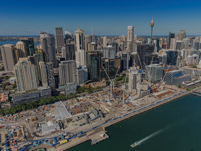 Barangaroo development: the site is located on the former Stevedoring wharves in Sydney