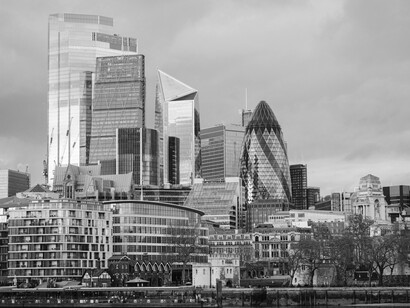 London, England, United Kingdom: Modern architecture in the city’s business district skyline