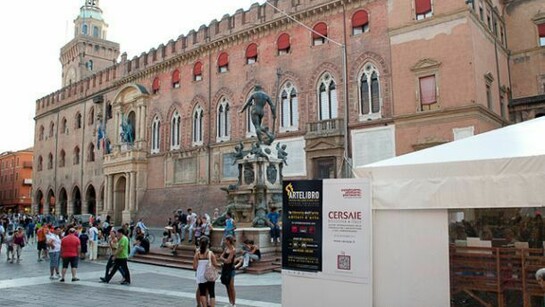 Art library in Nettuno Place, in Bologna.