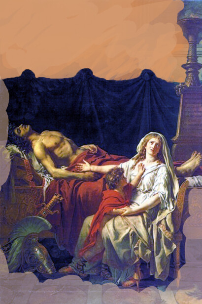 Jacques-Louis David  (1748–1825) "Andrómaca de luto por el cuerpo de Héctor", 1783, Museo del Louvre, Paris, Francia