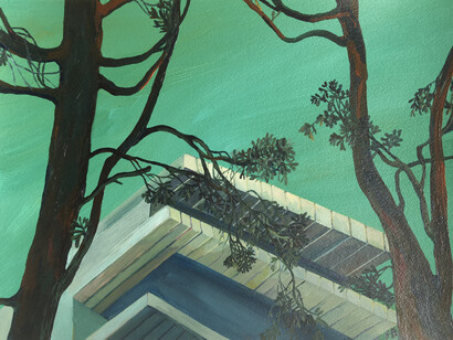 Farida El Gazzar, You can reach me sky-high, 2021, acrylic on paper, 30 x 42 cm (dimensions unframed). Courtesy Kalfayan Galleries, Athens – Thessaloniki