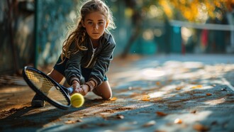 A young girl practicing on the court, representing the foundation of sport built on love for the game