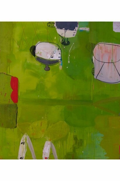 Gary Komarin, The First Green Rushing #3, 2013, Mixed media on canvas, 68 x 60 inches