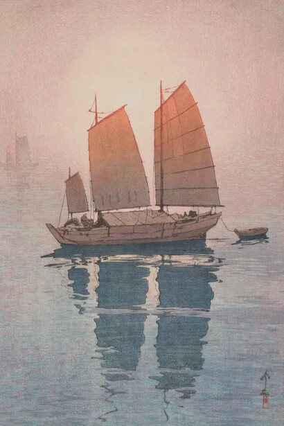 Seto inland sea collection: sailing ships, morning, 1926. Courtesy of Moa Museum of Art
