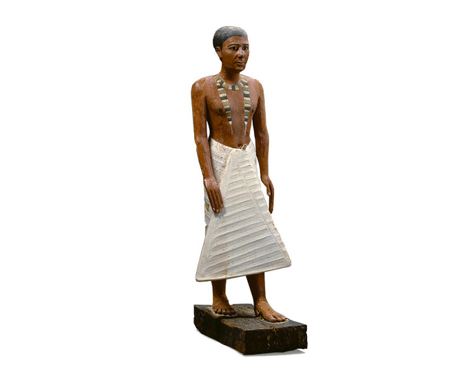 Statue of Metjetji, Egyptian, ca. 2375-2345 B.C.E. Wood and gesso with paint, copper, alabaster and obsidian, 31 5/8 x 6 3/8 x 15 5/16 inches. Purchase: William Rockhill Nelson Trust, 51.1.