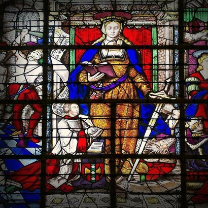 Vetrata dedicata a Santa Caterina, Basilica di San Quintino, Saint-Quentin, Francia