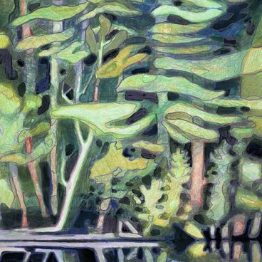 Sandy Litchfield, Towaloonda (detail), 2023. Colored Pencil and Gouache, 16h x 12w in. Courtesy of the artist and  Garvey | Simon