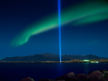 The Imagine Peace Tower at Vioey Island, Reykjavik