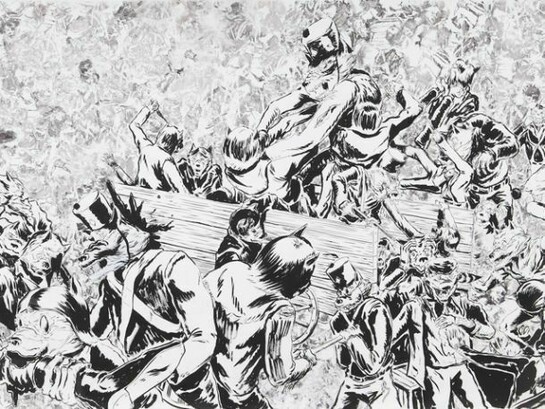 Mark Thomas Gibson, There's Gonna Be a Showdown!, 2013, Ink on paper, 48 x 75 inches, 121.9 x 190.5 cm