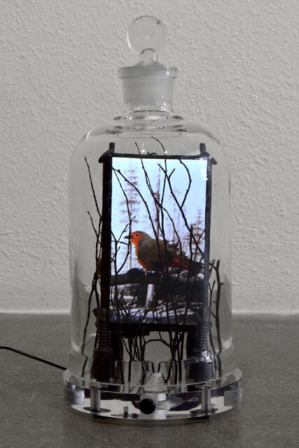 David Zimmer, Camp Lena 1, video construction, 14 x 8 x 8 in. Courtesy of Robischon Gallery
