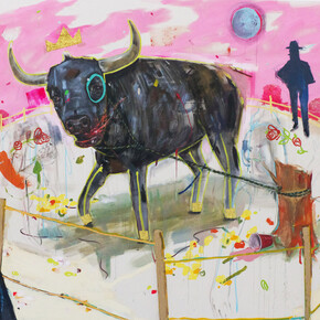 Ally McIntyre, Moon Cries for Ferdinand, 2015, Acrylic, Spray Paint and Glitter on Canvas, 300 x 210 cm