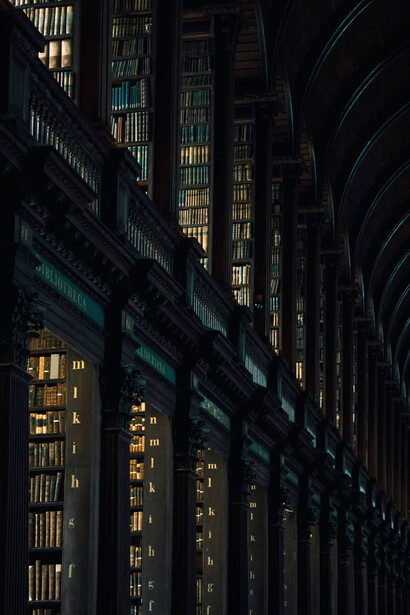 Decenas de libros guardados en una biblioteca. La novela cumbre de Cervantes fue leída, traducida y estudiada en todo el mundo