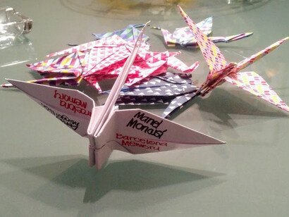 Grullas de origami entregadas al autor para su visita a Japón. Foto: Felipe Sérvulo