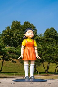 Young-hee, also known as The Doll, a large motion-sensing female animatronic doll used in the "Red light, green light" game