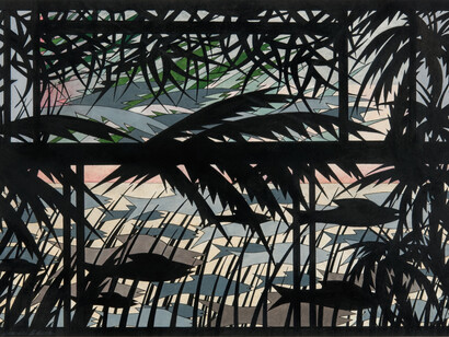 James Clover, Untitled 5, 22 x 33 in, mixed media on paper, 2013-14