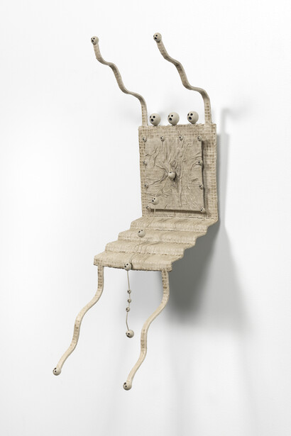 Dominick Di Meo,
Untitled, 1979,
Polyform and acrylic on polymer-coated canvas and wire mesh,
27 × 9 × 13 inches (68.58 × 22.86 × 33.02 cm). Courtesy of the artist and Corbett vs Dempsey