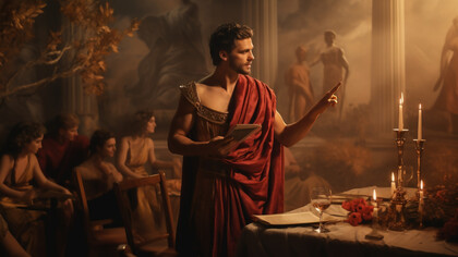 Ancient greek dinner gathering