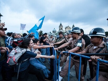 Clashes with police during a demonstration