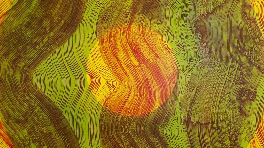 Marylyn Dintenfass, Oculus, Kronos, Oil on paper, 15 x 15 inches