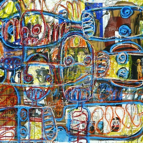 Aboudia, BAM (detail), 47x55 in., 2014