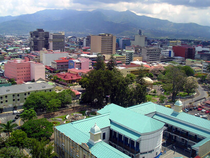 Vista aérea de la cuidad de San José, Costa Rica