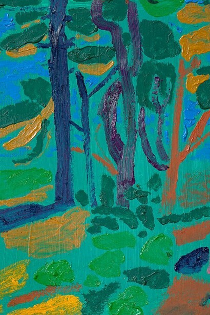 Tal R, Walk towards Hare Hill, 2013, Oil on masonite, 33 x 29 cm, 13 x 11 3/8 in, Courtesy the Artist and Victoria Miro, London, © Tal R