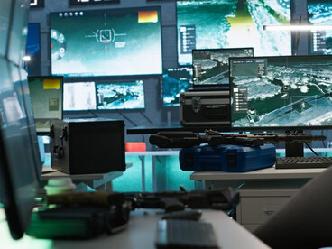 An empty national operations center designed to monitor public safety alerts