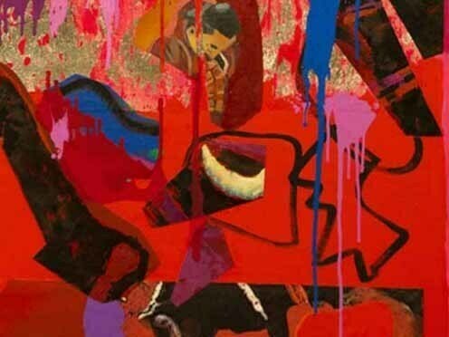From series Short term memory, 110 cm x 110 cm, Collage oil and fabric on canvas, 2010