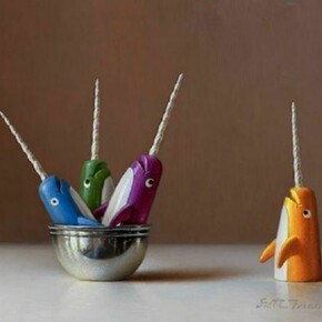 Scott Fraser, Rub a Dub Dub, 2013, oil on panel, 10.5 x 7 inches